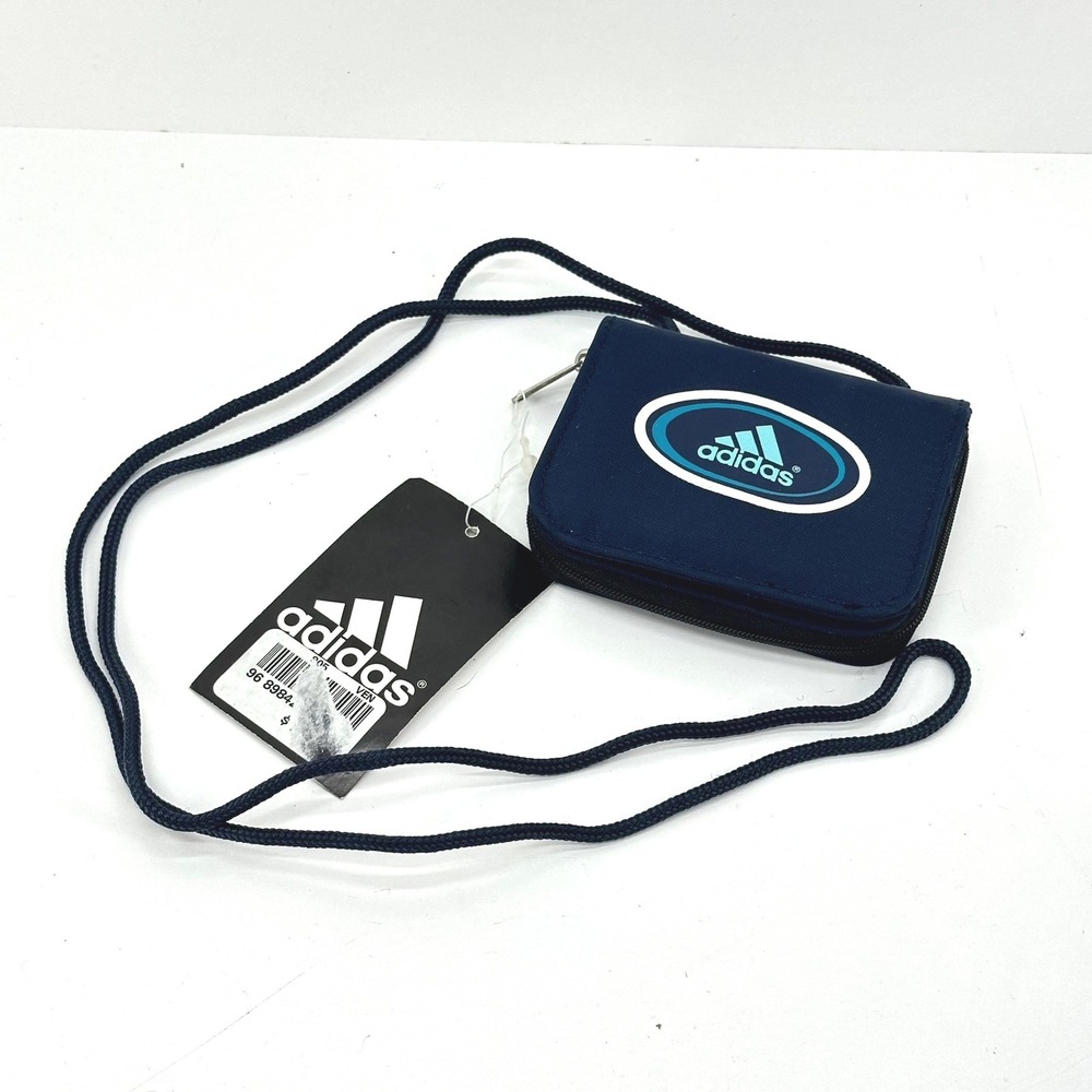 Vintage Adidas Wallet Small Crossbody Zippered Mini Nylon Purse Stripes‎ 90s Y2K